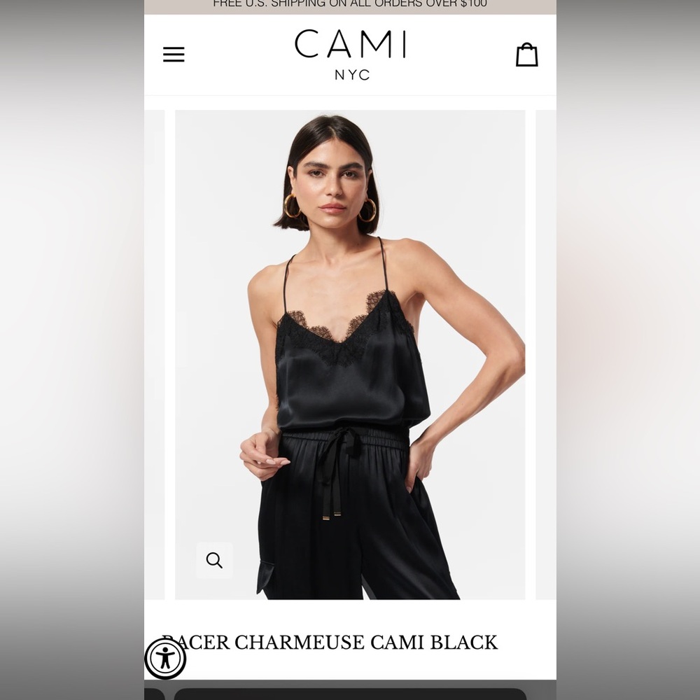 Cami NYC Racer Charmeuse camisole - XS, NWT